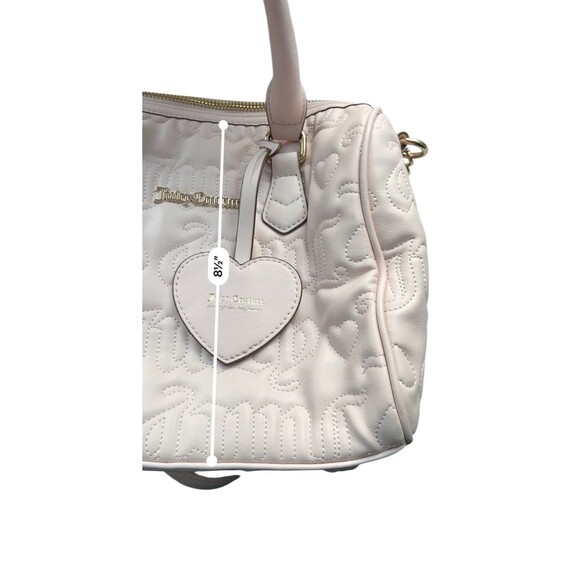 Juicy Couture Fame Satchel Pink Quilted Heart Charm Bag Y2K McBling Pop Coquette - Picture 10 of 16